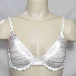 34C Maidenform 7122 One Fabulous Fit Jacquard Satin UW Bra White NWT‎